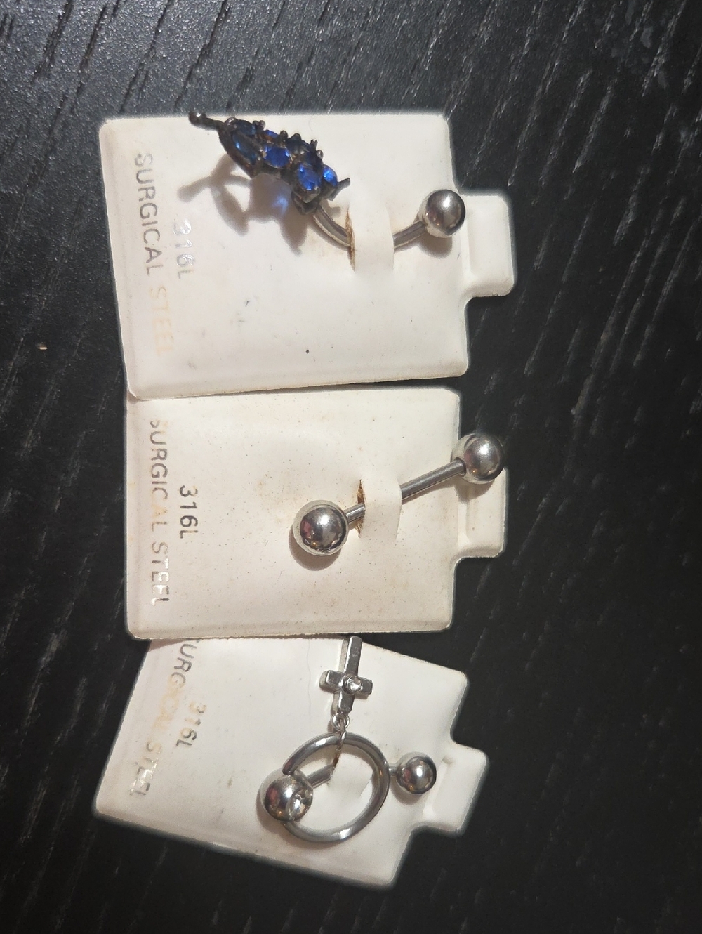Silver-Tone Blue Accented Dangle Earrings for Women 316 L